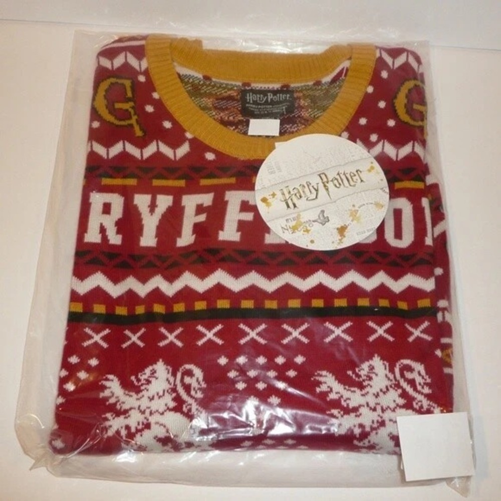 Size 2XL - Harry Potter Gryffindor Christmas Sweater Xmas Holiday Red Lion Ugly